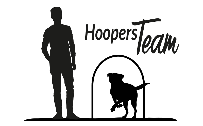 Hoopers Motiv mit Team Mann und Hund von Paw Passion
